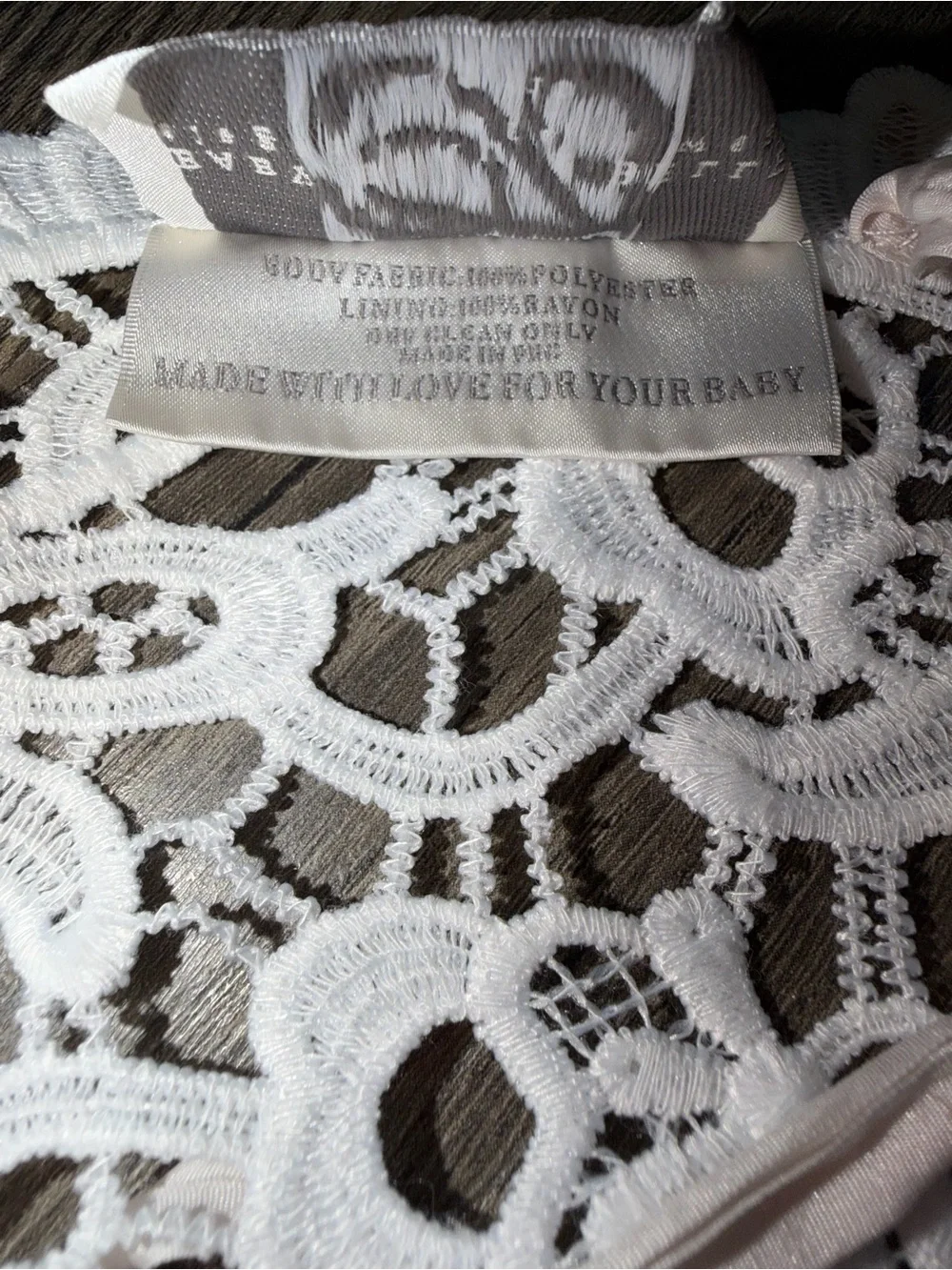 White Lace Bonnet with Ties